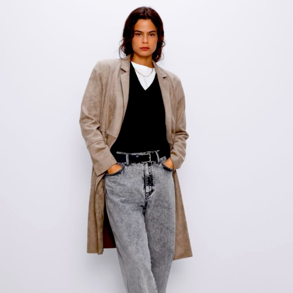 ZARA Faux Suede Coat. NEW with tag.